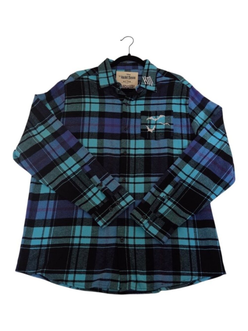 Cakeworthy Disney The Haunted Mansion Flannel Shirt Madame Leota Blue Plaid XL